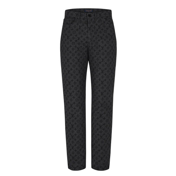 Louis Vuitton NBA Monogram Logo Gris Chine Grey Black Regular Denim Jeans 34 - Picture 1 of 16